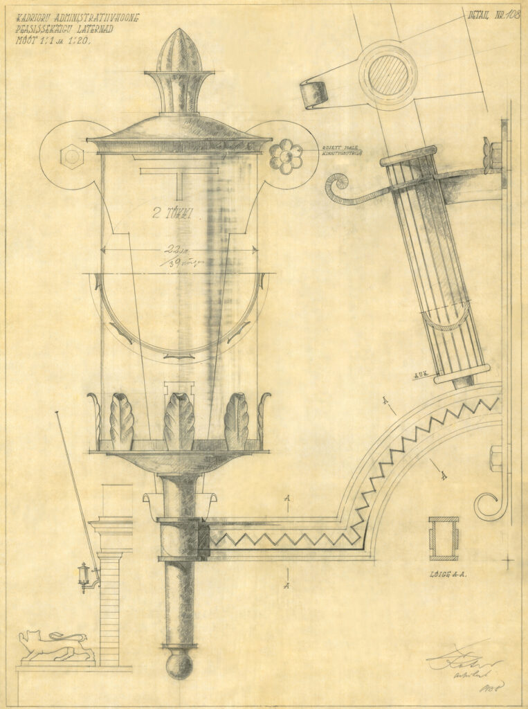 Lantern drawing of the President’s Office, Alar Kotli, 1938
