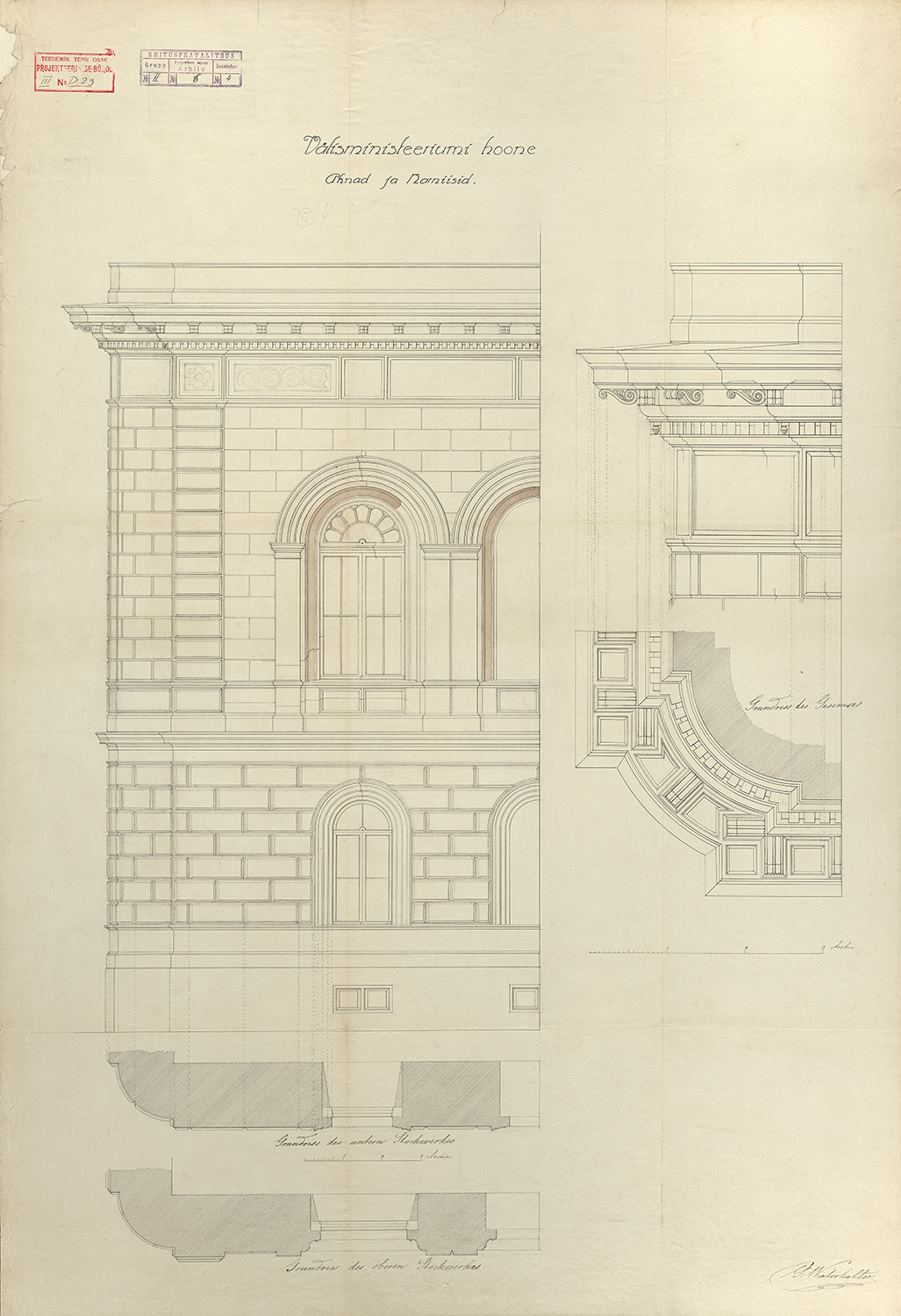 Rüütelkonna hoone fassaadi detail